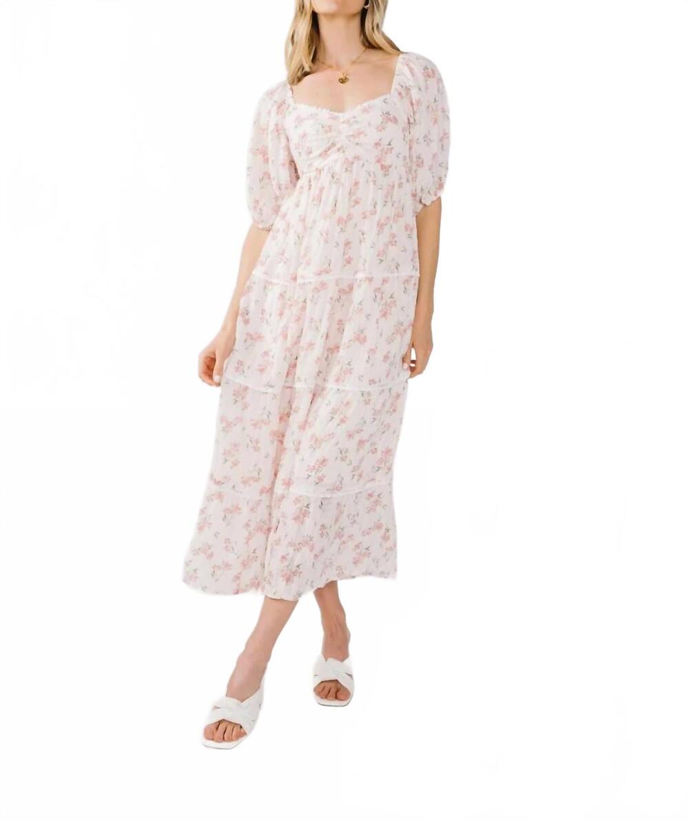 NEW BAEVELY BY WELLMADE tiers of lacey flowers dress in pink multi